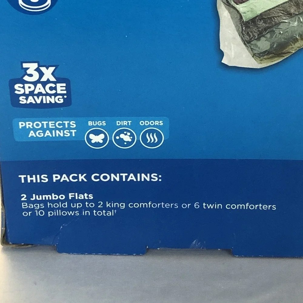 Ziploc Space Bag Bed & Linen 2 Jumbo Flats Airtight Waterproof Reusable *New*